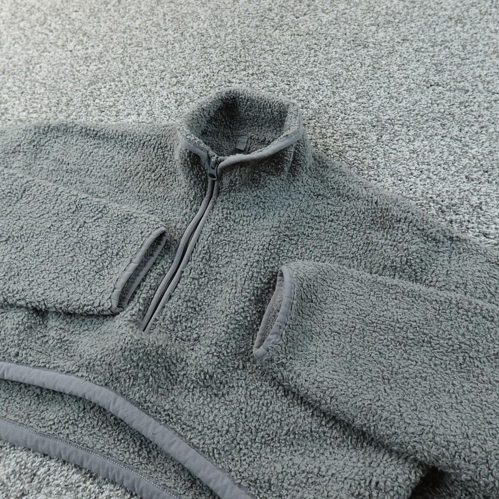 Skims Sweater Womens XS Gray Sherpa Fleece 1/4 Zip Cropped Pullover Cozy Warm